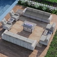 thumbnail image 1 of Sweecci 16 Pcs Wicker Patio Furniture Set, Outdoor Sectional Sofa with 55000BTU Fire Pit Table, 360° Swivel Rocking Chairs, 4" Cushions All-Weather Conversation Set for Backyard Porch,Grey, 1 of 9