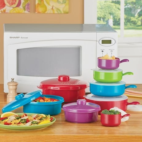 16 Piece Plastic and Silicone Microwave Cookware Set Walmart