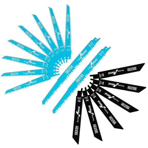 16-Piece Reciprocating Saw Blade Set - Metal/Woodcutting Saw Blades, Pruner Saw Blades with Storage Box