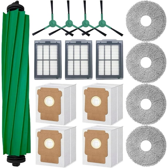 16-Piece Replacement Parts Kit for IRobot Roomba 505/405 Combo Robot Vacuum Cleaner, Main Brush ×1, Side Brushes ×4, HEPA Filters ×3, Cleaning Cloths ×4, Dust Bags ×4
