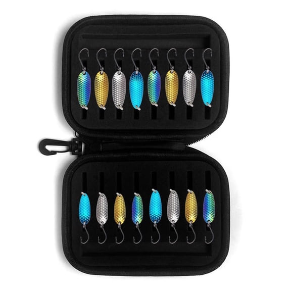 16-Piece Rotating Sequin Fishing Lure Set for Bass Trout Salmon - High Visibility Reflective Spinner Baits for Anglers
