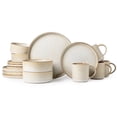 thumbnail image 1 of ALOFMO 16-Piece Ribbed Stoneware Dinnerware Set, Service for 4 - Beige Reactive Glaze, Modern Rustic Style, Microwave & Dishwasher Safe,Rustic Farmhouse Style for Everyday Use, 1 of 9