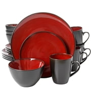 16-Piece Round Stoneware Dinnerware Set   Reactive Glaze Plates, Bowls & Mugs, Microwave & Dishwasher Safe