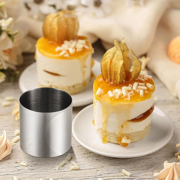 16-Piece Stainless Steel Cake Ring Set - 2-Inch Mini Round Molds for Mousse, Sushi, Rice Balls, Non-Stick Baking Molds & Dessert Tools (Silver)