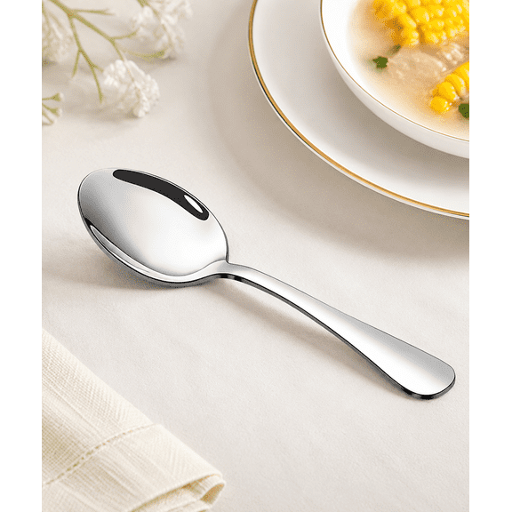 16-Piece Stainless Steel Dinner Spoons Set, 7.3-Inch Silverware Set for Table, Soup Spoons, Mirror Finish, Dishwasher Safe