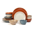 thumbnail image 1 of 16-Piece Stoneware Dinnerware Set – Service for 4, Multicolor with Unique Flecked Design, Perfect for Everyday Dining & Entertainment, Microwave & Dishwasher Safe Rustic Mix 16-Piece Set, 1 of 8
