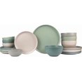 16-Piece Stoneware Dinnerware Set for 4, Chip-Resistant Plates and ...