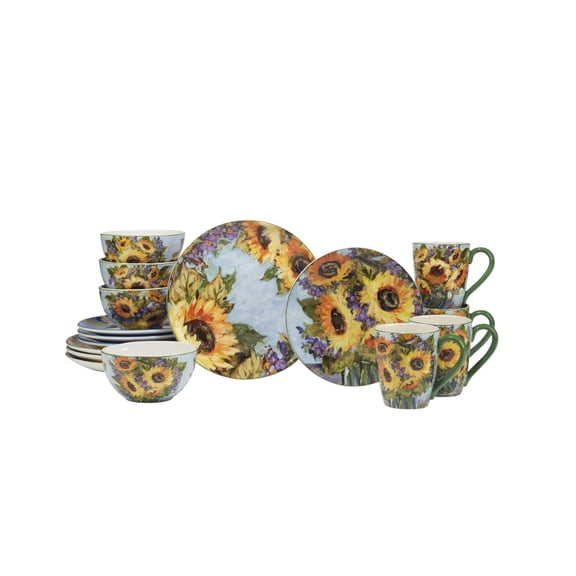 16-Piece Sunflower Bouquet Dinnerware Set, Service for 4