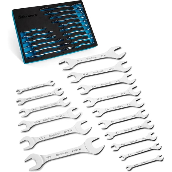 16-Piece Super-Thin Open End Wrench Set with EVA Tray, SAE & Metric Sizes