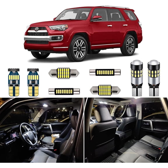 16 Piece White Interior LED Lights Kit for Toyota 4Runner 2010 2011 2012 2013 2014 2015 2016 2017 2018 2019 2020 2021 2022 Super Bright 6000K Interior LED Light Bulbs Package + Install Tool