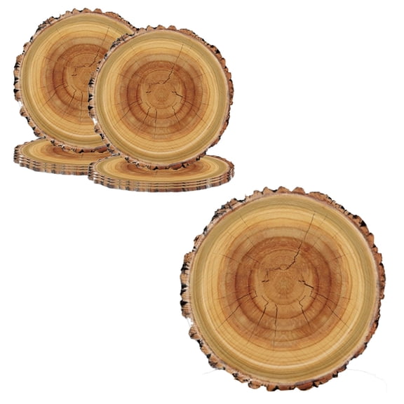 16-Piece Wood Grain Paper Plates,Realistic Rustic Design with Growth Rings & Bark Trim,Disposable Yet Durable & Water-Resistant,Perfect for Camping,Lumberjack Parties,and Themed Decor