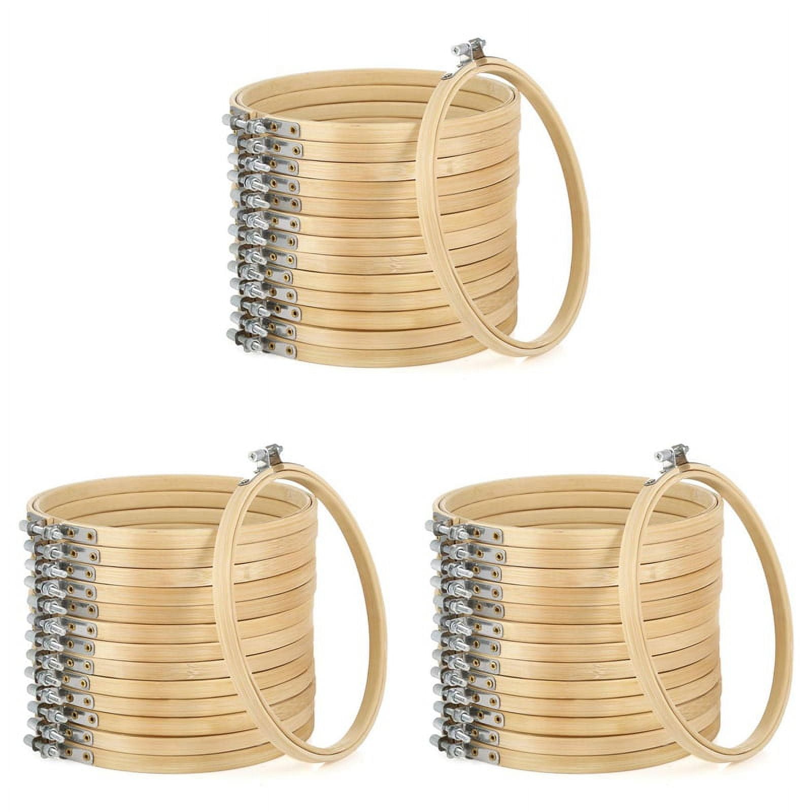 16 Pieces 8 Inch Wooden Round Embroidery Hoops Adjustable Bamboo Circle Hoop Ring Bulk Wholesale