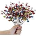 thumbnail image 1 of 16 Pieces Artificial Glitter Berries Stems, 9Inch Frosted Christmas Picks Berry Sprays Twig Glitter Holly Berry Branches for Xmas Tree Fillers Ornaments, Wreath, Crafts, Home Holiday Decor, 1 of 6