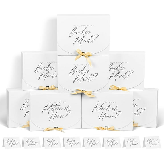 16 Pieces Bridesmaid Proposal Box Set, 8 Pack Bridesmaid Boxes & Cards, Matron of Honor Proposal Gift Box, Maid of Honor Box, Will You be My Bridesmaid Box