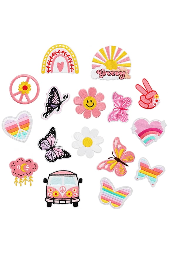 16 Pieces Bright Colors Cute Patches, Sew On or Iron On Patches Applique for Clothing Jeans Jackets Pants Dress Shoes Hats
