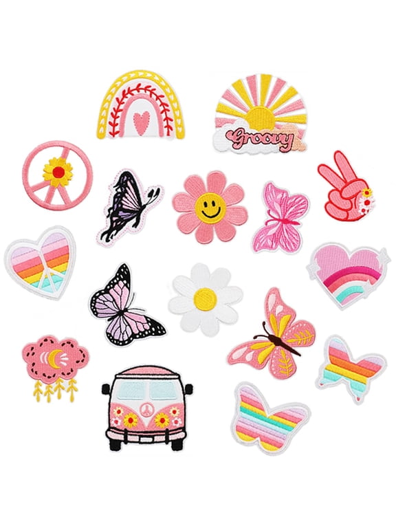 16 Pieces Bright Colors Cute Patches, Sew On or Iron On Patches Applique for Clothing Jeans Jackets Pants Dress Shoes Hats