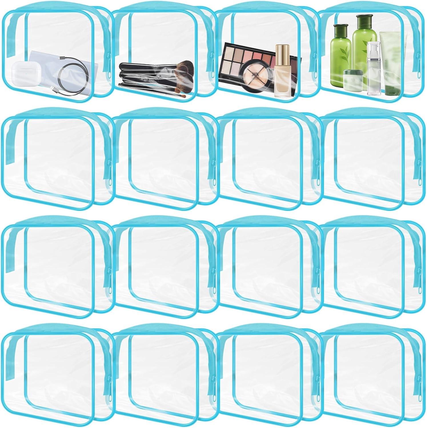 16 Pieces Clear Makeup Bags Bulk, TSA Approved Toiletry Bags Travel ...