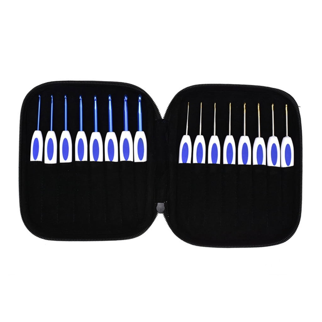 16 Pieces Crochet Hooks Set, Aluminum Crochet Hooks for Beginner Adult Ergonomic Grip Crochet Needle with Storage Case