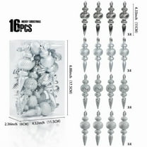 16 Pieces Finial Drop Christmas Ornament Hanging Decorations 4.3 inch Plastic Shatterproof Tree Decor