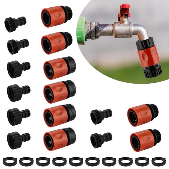 10 count 3/4 Inch Plastic Garden Hose Connect with Shutoff Valve Male ...