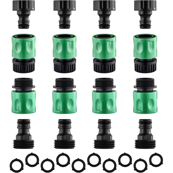 16 Pieces Garden Water Hose Quick Connectors,3/4 Inch GHT Male and Female Water Hose Quick Connect Fittings with 10 Pieces Rubber Washer