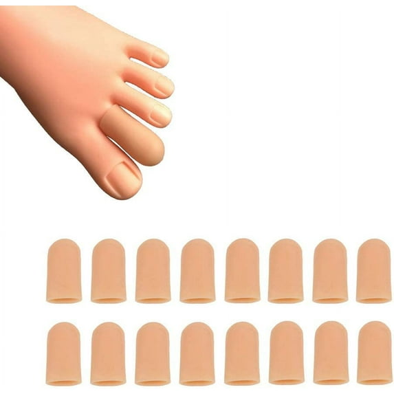 16 Pieces Gel Toe Caps, Silicone Toe Protector Toe Covers, Gel Toe Cushion to Protect Toe from Rubbing, Ingrown Toenails, Corns, Blisters, Hammer Toes and Other Painful Toe Problems (Beige)