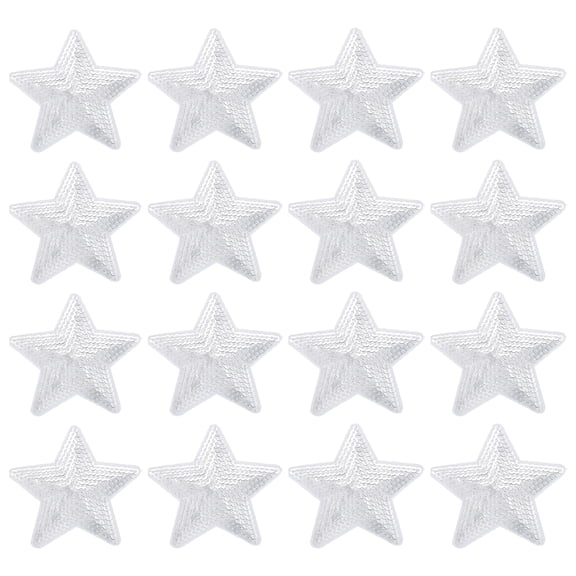 16 Pieces Iron on Patches Star Sequin Iron on Applique Embroidered Patches Silver Bling Appliques