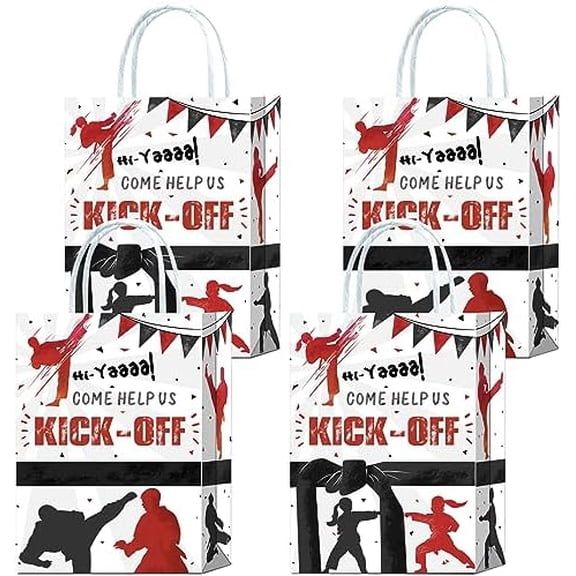 16 Pieces Karate Goodie Bags for Birthday Party Supplies, Gift Snacks Treat Candy Favors With Handles for Kids Adults Kung Fu Taekwondo Theme Party Decorations$$Home Decor, Kitchen, & Other