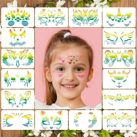 16 Pieces Party Paint Stencils,Halloween Mask Painting Templates,Professional DIY Painting Templates,DIY Tools for Kids Girls Boys Face Painting