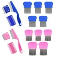 thumbnail image 1 of 16 Pieces Pet Comb, Dog Comb, Cat Comb, Lice Comb for Dogs Cats Round Head Stainless Steel Flea Comb for Float Hair Removal Dandruff, Hair Stain(Blue+Pink), 1 of 7