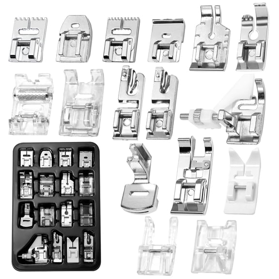 16 Pieces Sewing Machine Presser Foot Set fits for Most Low Shank Snap-On Singer, Brother, Babylock, Euro-Pro, Janome, Kenmore, White, Elna Sewing Machines