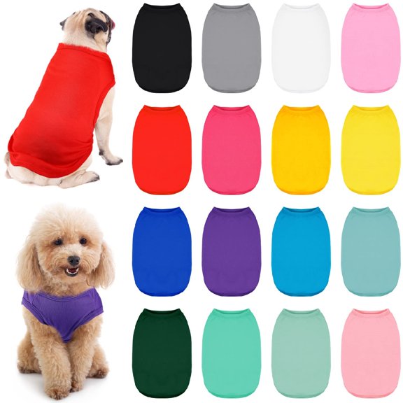 16 Pieces Small Dog Clothes Cute Blank Puppy Shirts Soft Dog Sweatshirts Breathable Dog Outfit for Pet Dogs Cats Accessories, 16 Styles(S)