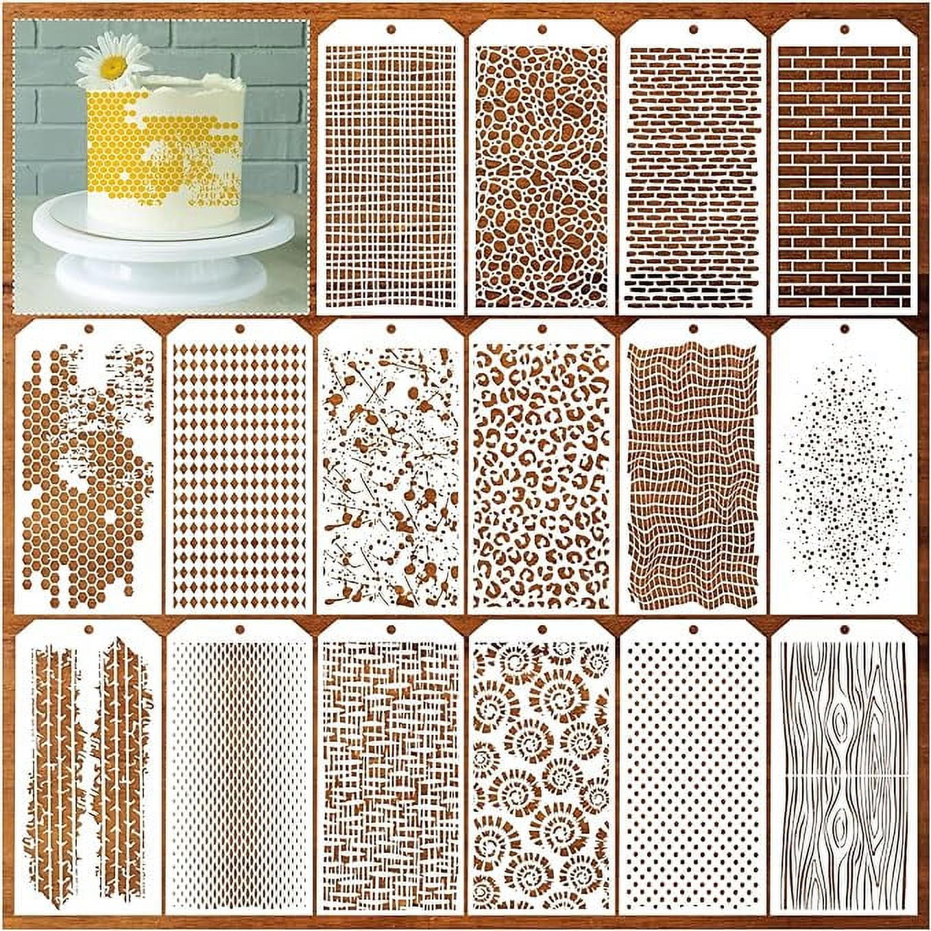 16 Pieces Stencils for Painting, Abstract Texture Stencils Crafts ...