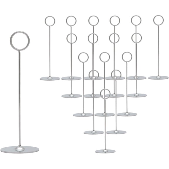 16 Pieces Table Card Holder 8 inches Silver Place Steel holders for Photos, Food Signs, Memo Notes, Weddings, Restaurants, Birthdays.