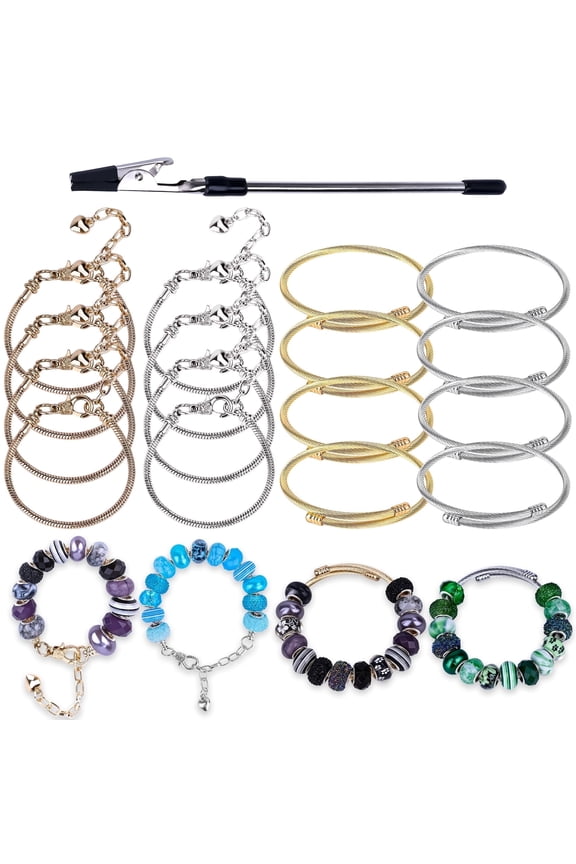 16 Pieces Twisted Cable Wire Bracelet Stylish Fine Stainless Steel Open Cuff Bracelets Mixed 3mm Thin Adjustable Expandable Elastic Bangle Bracelets for Women DIY Jewelry Making Christmas Day Gift