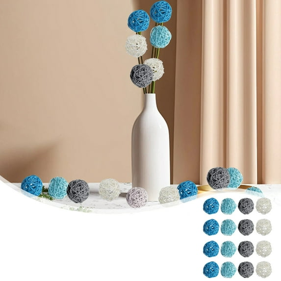 16 Pieces Wicker Rattan Balls Decorative Orbs Vase Fillers, 4 Colors Rattan Wicker Balls Vase Fillers for Craft, Party, Valentine's Day, Wedding Table Decoration, Aromatherapy Accessories, 1.6 Inch