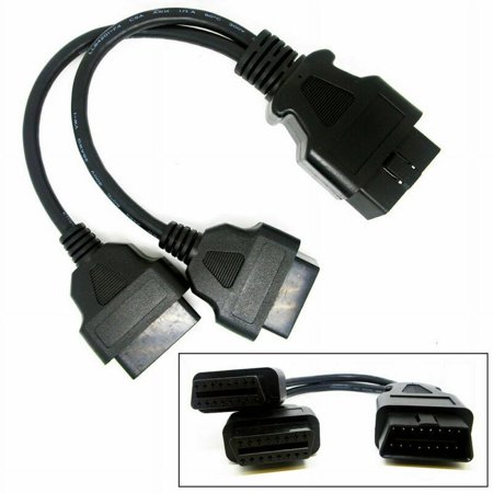 16 Pin OBD2 Male to Dual Female Diagnostic Tool Splitter Extension Cable Adapter