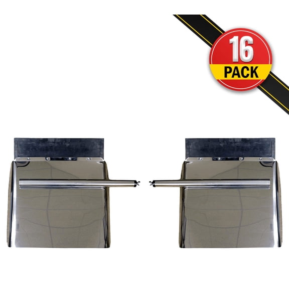 16 Pk 24"x24" Stainless Steel Quarter Fender for Semi Truck - Standard Mounting Tube Bracket Kit Included - Semi Truck Accessories for Kenworth Freightner Peterbilt (Left & Right Set)