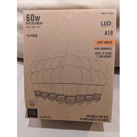 60-Watt Equivalent A19 Dimmable Energy Star LED Light Bulb Soft White (16-Pack)