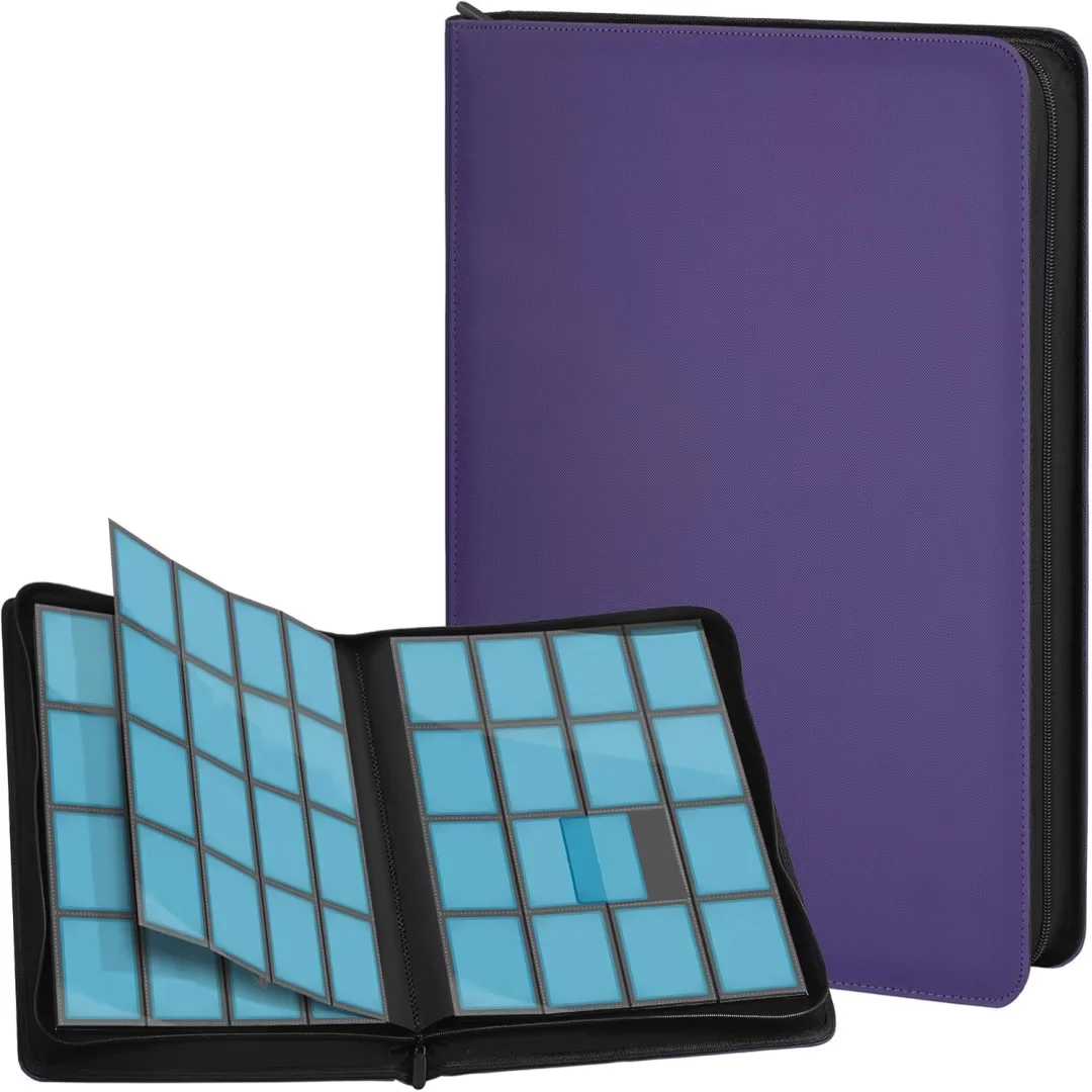 16 Pocket Card Binder, Premium Zip Trading Card Binder, 1024 Double Sided Pocket PU Collection Binder, Collector Album, Card Folder for MTG, TCG, Sports Cards (Purple)