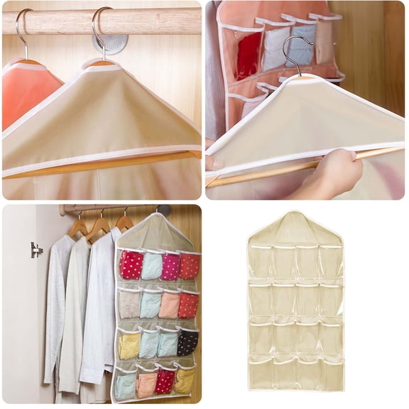 16 Pockets Clear Over Door Hanging Shoe Organizer Closet Storage Rack for Bedroom Bathroom Socks Underwear Pantry Space Saving Holder