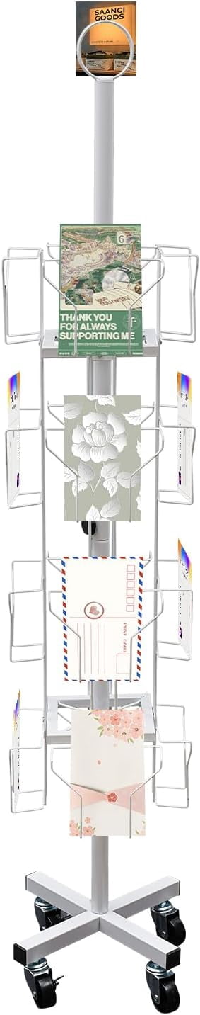 16 Pockets Greeting Card Display Stand Rotating Rack Holder, 4 Tier ...