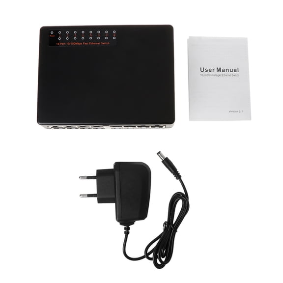 16 Port 10/100Mbps Fast Ethernet Desktop Ethernet Splitter Ethernet Hub Plug and for Play Fanless Quiet Desktop