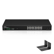 16 Port 2.5Gb Web Unmanaged Ethernet Network Switch with 16 x 2.5G Base-T Port | 2 x 10G SFP+ | Work with 10-100-1000Mbps | 120G Bandwidth | Fanless Quiet | Rack Mount | Sturdy Metal Casing