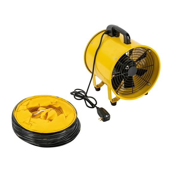 16" Portable Industrial Extractor Fan Blower with 10m 5m Duct Hose Ventilator Yellow
