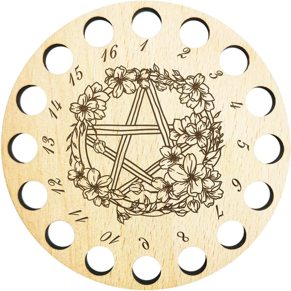 16-Position Wood Embroidery Thread Storage Trays Laser Cut Thread Spool Organizer Holder Flower 100x3mm Hole: 10mm