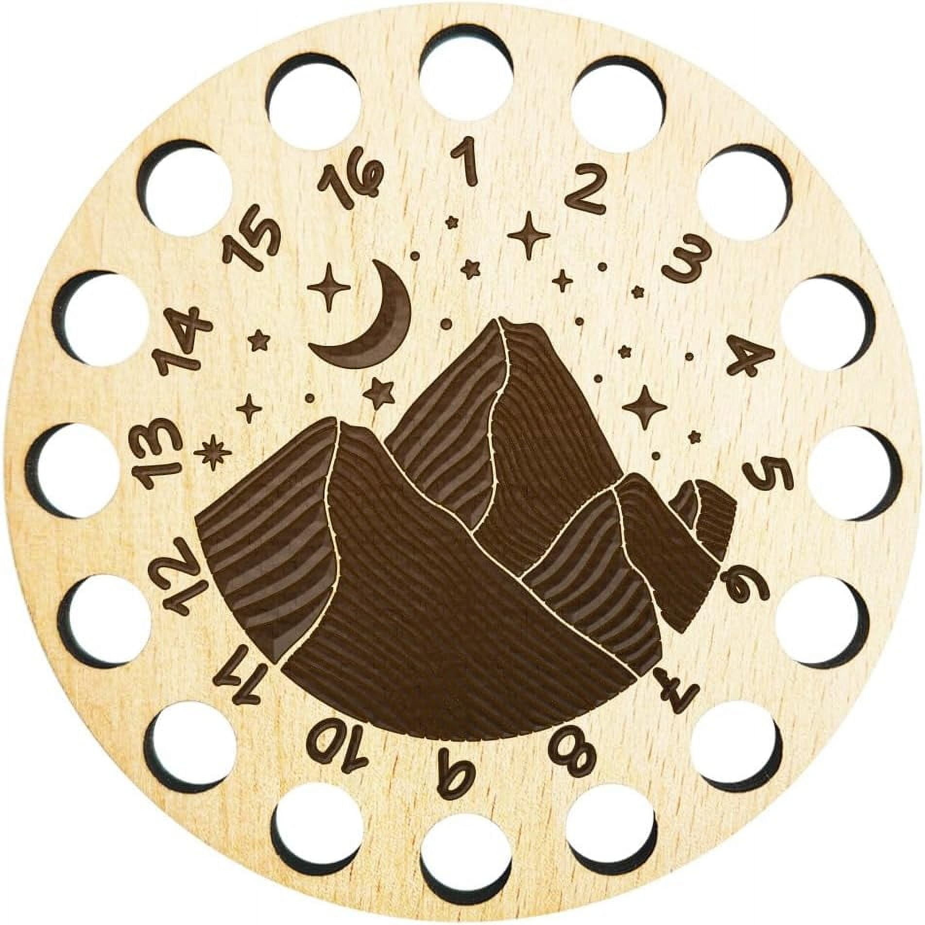 16-Position Wood Embroidery Thread Storage Trays Laser Cut Thread Spool Organizer Holder Mountain 100x3mm Hole: 10mm