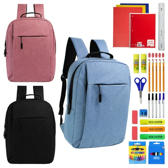 16" Premium Laptop Backpacks & 50 Piece School Supply Kits - 12 of Each