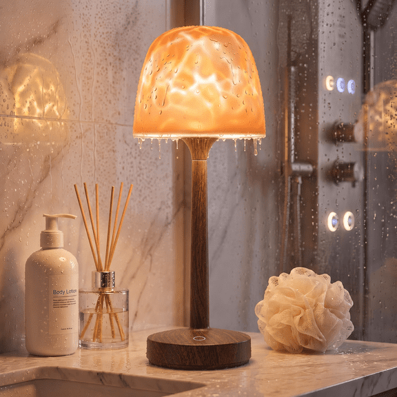 16 Preset Mood Light Lamp - Water Ripple Projection & Dimmable Table Lamp with Remote/Tap Control2-in-1 Table Light & Projection Lamp for Bedroom/Bathroom,RGB Ocean Projection Light