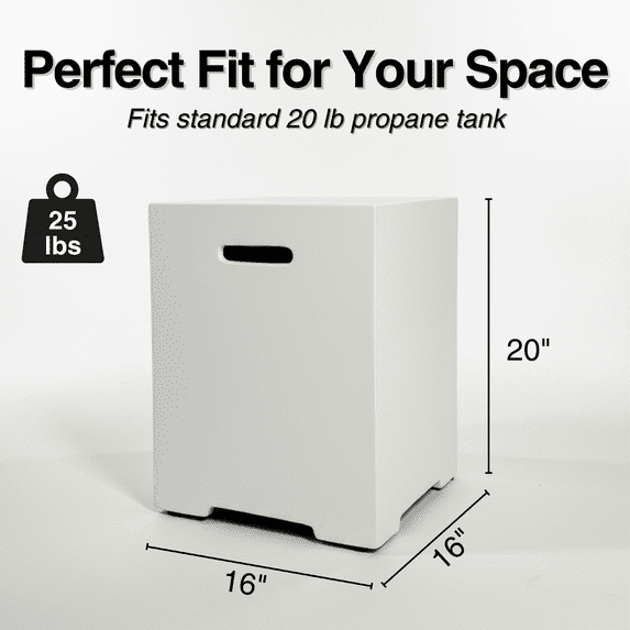 16" Propane Tank Cover Hideaway Table for Fire Pits White 20 LB